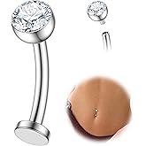 FIASASO Floating Titanium Belly Button Rings Hypoallergenic G23 Titanium Internally Threaded Belly Ring 14G Belly Piercings for Women Navel Piercings Jewelry