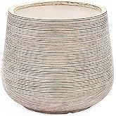 LuxenHome 17" Dia Large Round Planters for Indoor Plants, Outdoor Planters with Drainage Holes, Farmhouse Distressed Plant Po