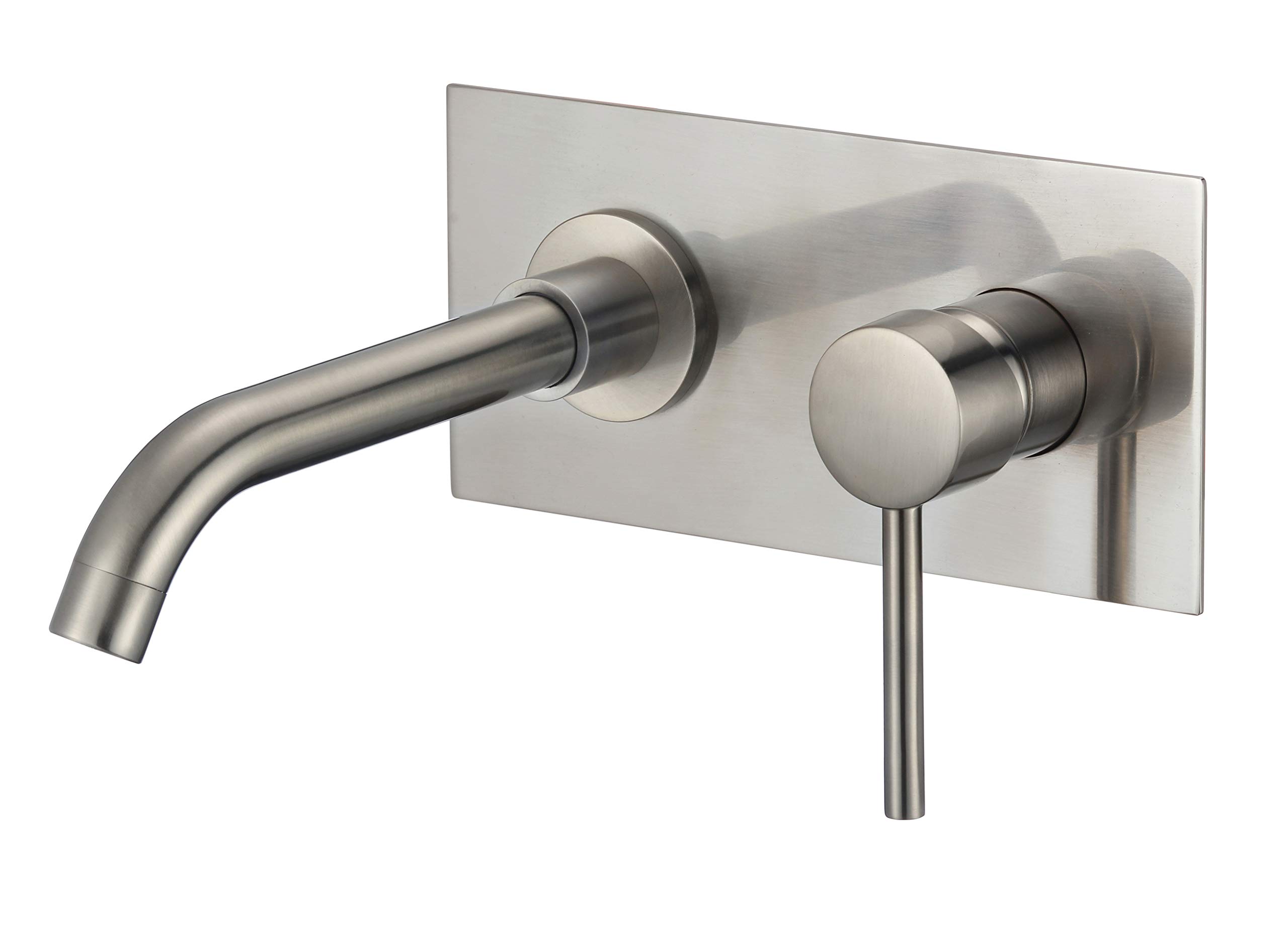 VALAZ Round Basin Mixer Tap with Square Trim and 21 cm Curved Spout