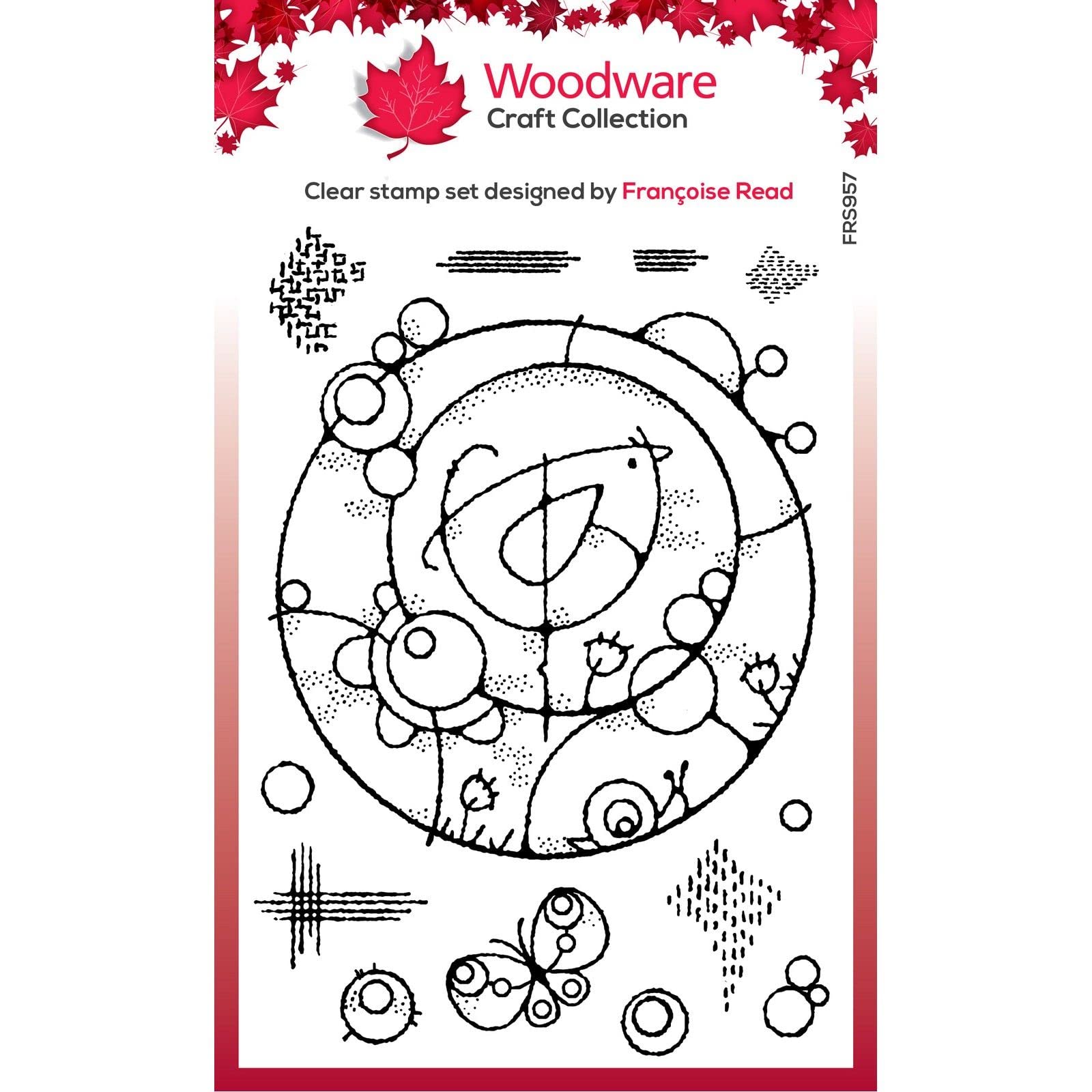 Woodware Francoise Collection-Bird Circle-Clear Stamp Set, 6 x 4 inches