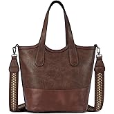 Blucoay Top Handle Crossbody Bags for Women Vegan Leather Large Capacity Bucket Purse Satchel Bag with 2 Bottle Holder Pocket