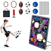 Mostop Football Toss Game with Rebound Net &amp; Light-Up Rings, Outdoor Toys | Metal Frame, 6 Inflatable Balls, Football &amp; Soccer Games Throwing Target Backyard Games for Boys 6-12 Birthday Party Gift