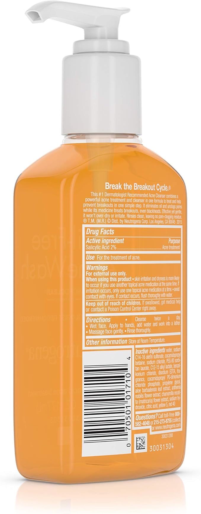 neutrogena acne face wash ingredients