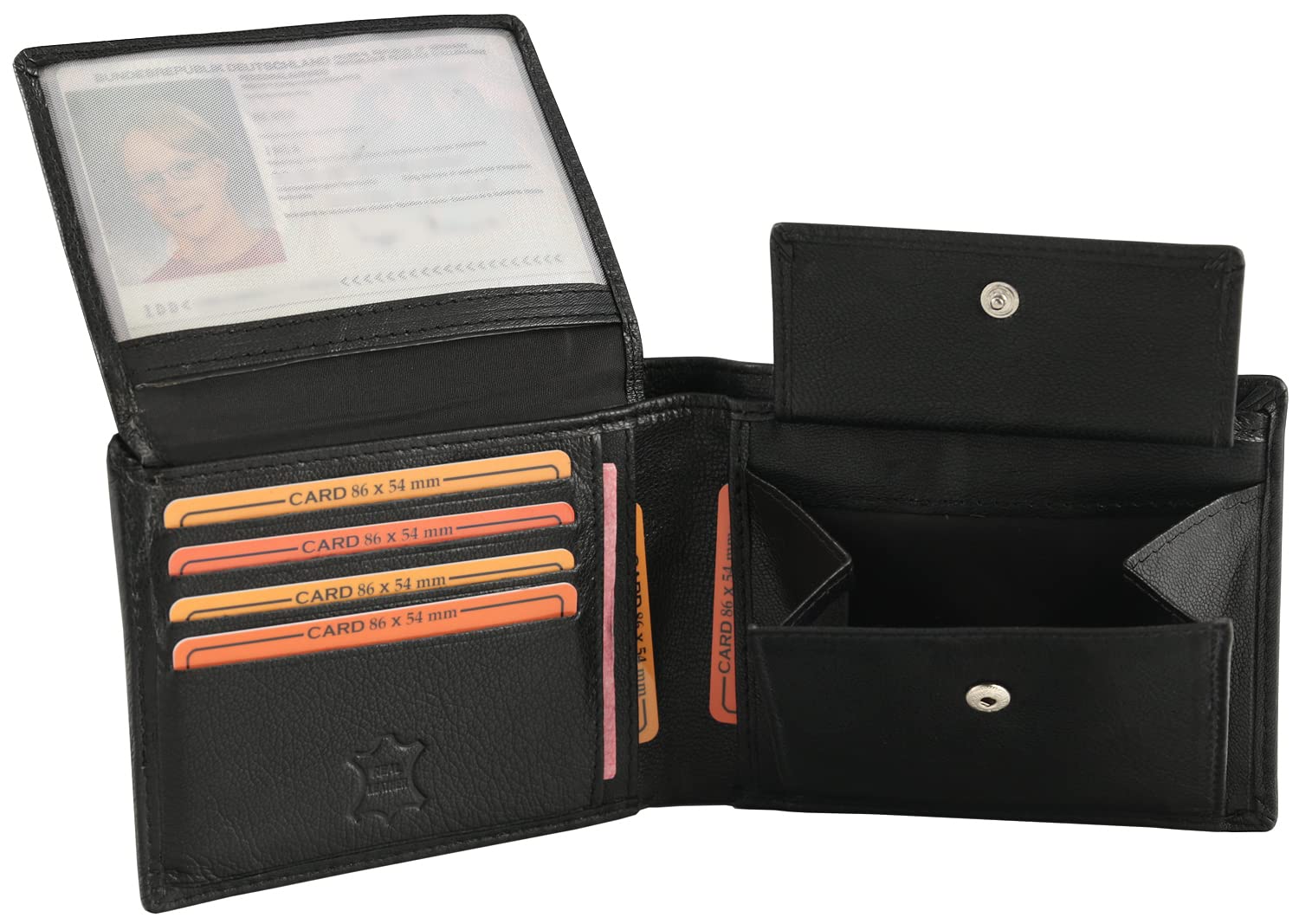 Black Wallet Out of Real Leather in Horizontal Format from The #SQ74 Series