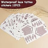 URAQT Brown Red Temporary Tattoo Sticker 12 Sheets Floral Mandala Women Girls view 7