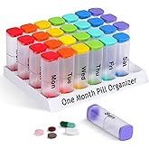 CAidRE Monthly Pill Organizer 2 Times a Day - 28 Day Pill Box AM PM, Clear One Month Pill Case for Vitamins, Supplements, Medications - Daily Medicine Organizer for Home & Travel