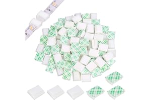 PETKNOWS 80 PCS Light Strip Mounting Clips White Self Adhesive Led Light Fasteners Mounting Holder Cable Clamp Organizer for 10mm Light Strip (10 mm)