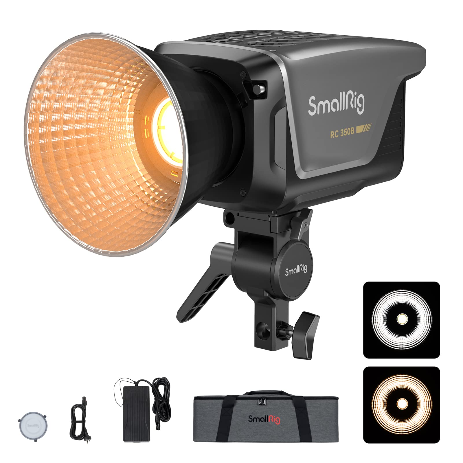SmallRig RC 350B 350W Bi-Color COB Video Light - 115,000Lux @1m, CRI 96+, TLCI 97+, 2700K-6500K Camera Studio Light, 9 Effects, 3 Mode Control for YouTube Studio, Shooting