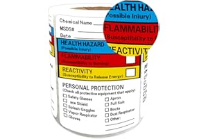 WELL TILE SDS Stickers/MSDS Stickers for Chemical Safty Data 2 X 3 Inches - Chemical Identifying and Labeling Sticker Decals - 250 HIMG Write-in Labels