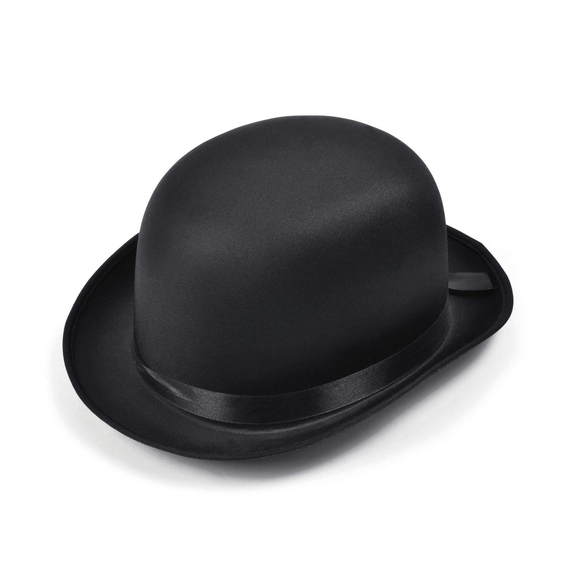 Classic Black Satin Bowler Hat (Pack of 1) - Perfect Accessory for Parties, New Years Eve, World Book Day, Events, Cosplay, & More Halloween Halloween