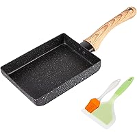 HooJay Japanese Omelette Pan,5"×7" Nonstick Tamagoyaki Egg Pan,Rectangle Small Frying Pan with Silicone Spatula & Brush…