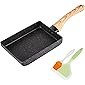 HooJay Japanese Omelette Pan,5"×7" Nonstick Tamagoyaki Egg Pan,Rectangle Small Frying Pan with Silicone Spatula & Brush…
