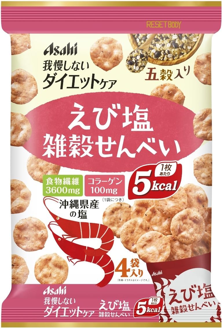 Asahi Japan Reset body millet rice cracker shrimp salty 22gx4 bags