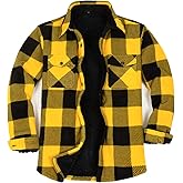 Men's Warm Sherpa Lined Fleece Plaid Flannel Shirt Jacket(All Sherpa Fleece Lined)