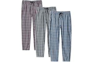 MoFiz Men's Pajama Pants Ultra Lightweight Pjs Bottoms Sleepwear Bottom Pants With Pocket Drawstring 3-Pack