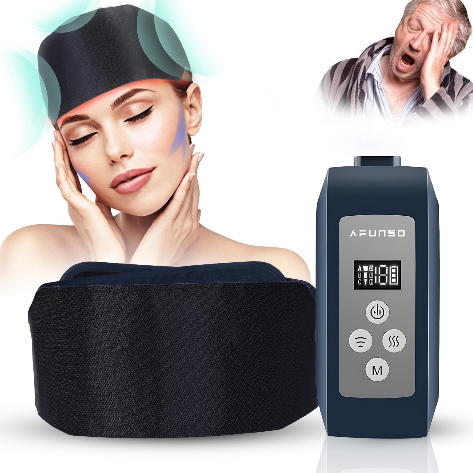 Photo 1 of MEXITOP Electric Head Massager - Rechargeable Hand Free Scalp Massager Airbag for Head with 3 Modes and Heating Function, Adjustable Size Portable Design for Deep Relaxation