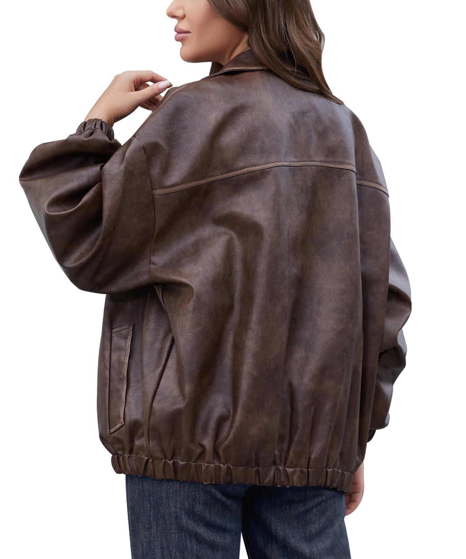 Bakyarder Womens Oversized Y2K Faux Leather Jackets Vintage Plus Size Fashion Motorcycle Coats Fall Fashion Outfits 2025