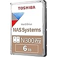 Toshiba N300 PRO 6TB Large-Sized Business NAS (up to 24 bays) 3.5-Inch Internal Hard Drive - Up to 300 TB/year Workload Rate CMR SATA 6 GB/s 7200 RPM 256 MB Cache - HDWG460XZSTB