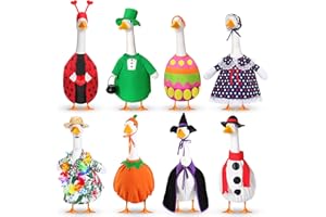 Silicherry 8 Set Seasonal Holiday Goose Outfits Christmas Valentine's Day Summer All Seasons Lawn Porch Goose Clothes Costume for 23" Cement Statue Garden Patio Outdoor Decoration(Classic Style)