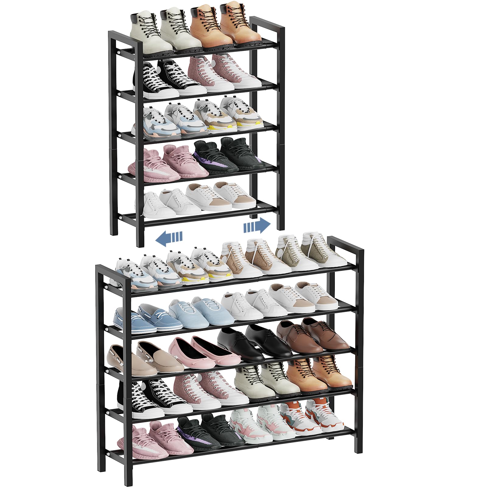 Photo 1 of Mavivegue Expandable Shoe Rack, 4-Tier Shoe Organizer for Closet, Adjustable Shoe Rack for Front Door Entrance, Entryway