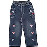 Peacolate 2-12Years Little Big Girls Spring Autumn Embroidered Jeans Pants for Kid