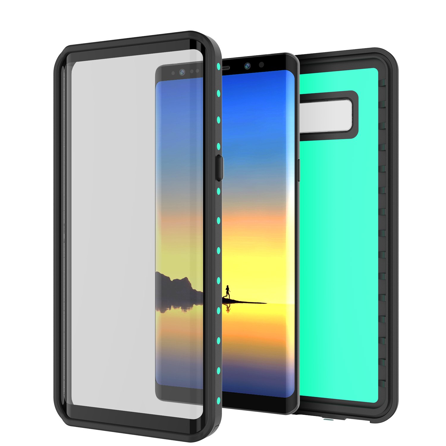 Galaxy Note 8 Waterproof Case, Punkcase [StudStar Series] [Slim Fit] [IP68 Certified] [Shockproof] [Dirtproof] [Snowproof] Armor Cover for Samsung Galaxy Note 8 [Teal]