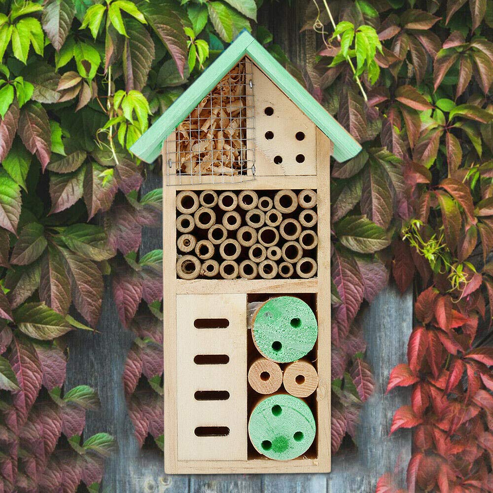 Almineez Insect Natural Wooden Insect Bee Bug Butterfly House Hotel Nest Home Keeping Bug Garden Ladybird Box Net Shelter Hanging Hook Ornament