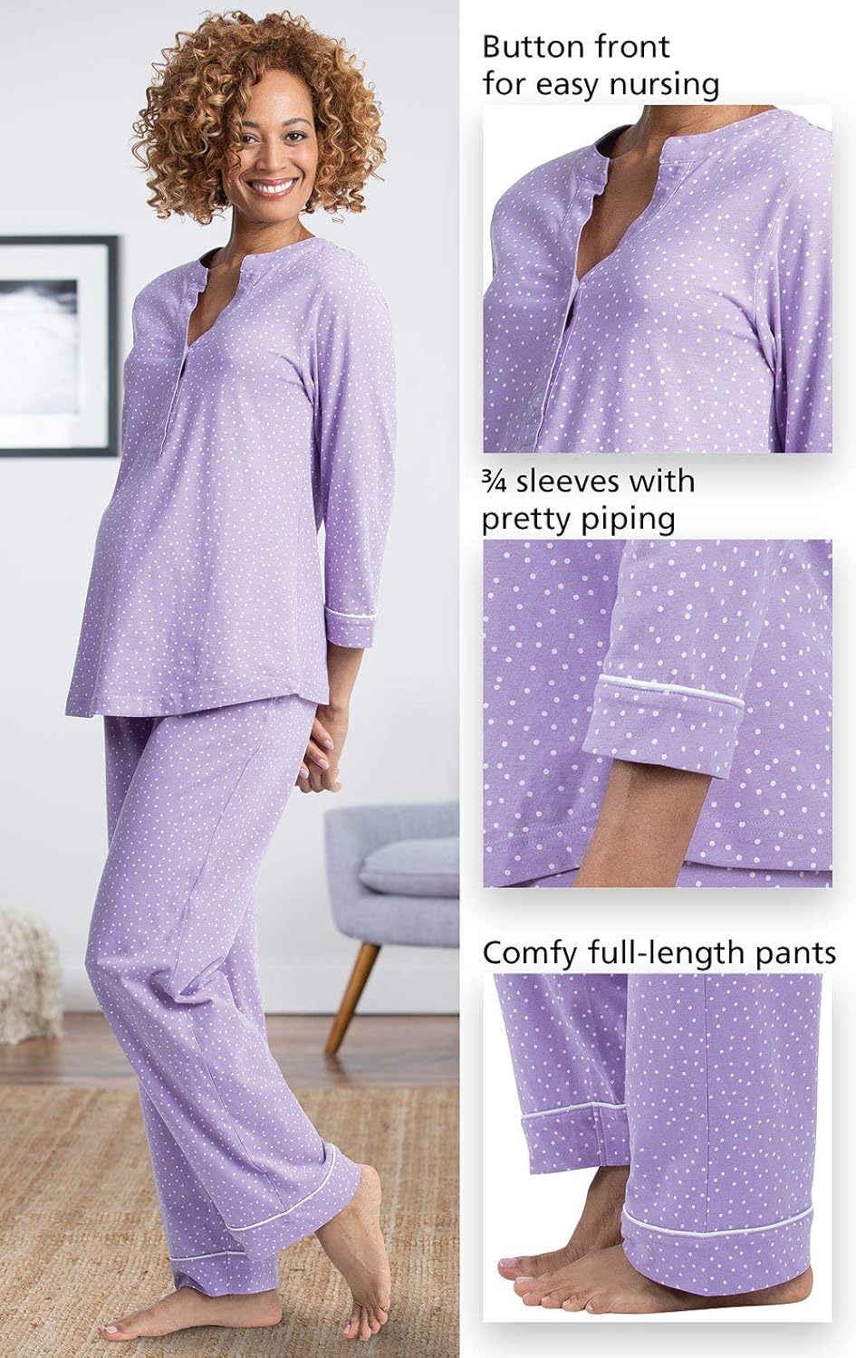 Nursing Sleepwear PajamaGram Womens Maternity Pajamas Cotton