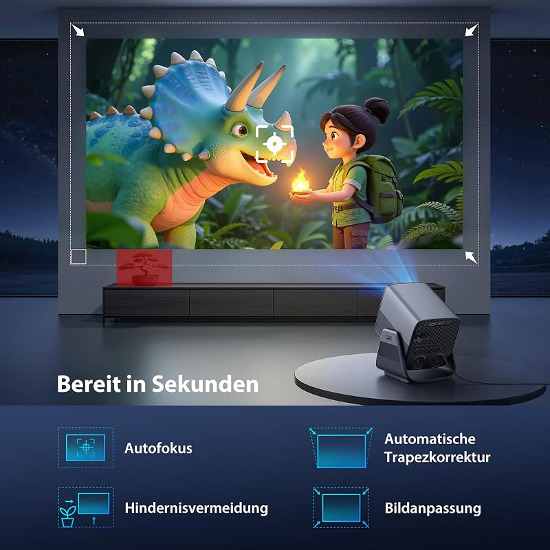 Smart Beamer 1080P HDR10+, 32 GB Speicher【Integrierte Apps】