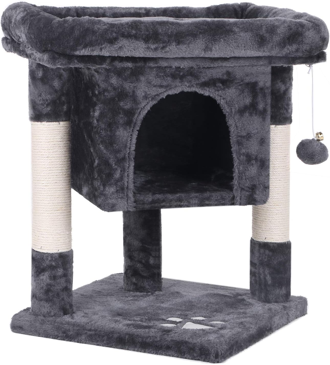 BEWISHOME Cat Tree Cat House Cat Condo with Sisal Scratching Posts, Plush Perch, Cat Tower Furniture Cat Bed Kitty Activity Center Kitten Play House, Light Grey MMJ08G : Pet Supplies