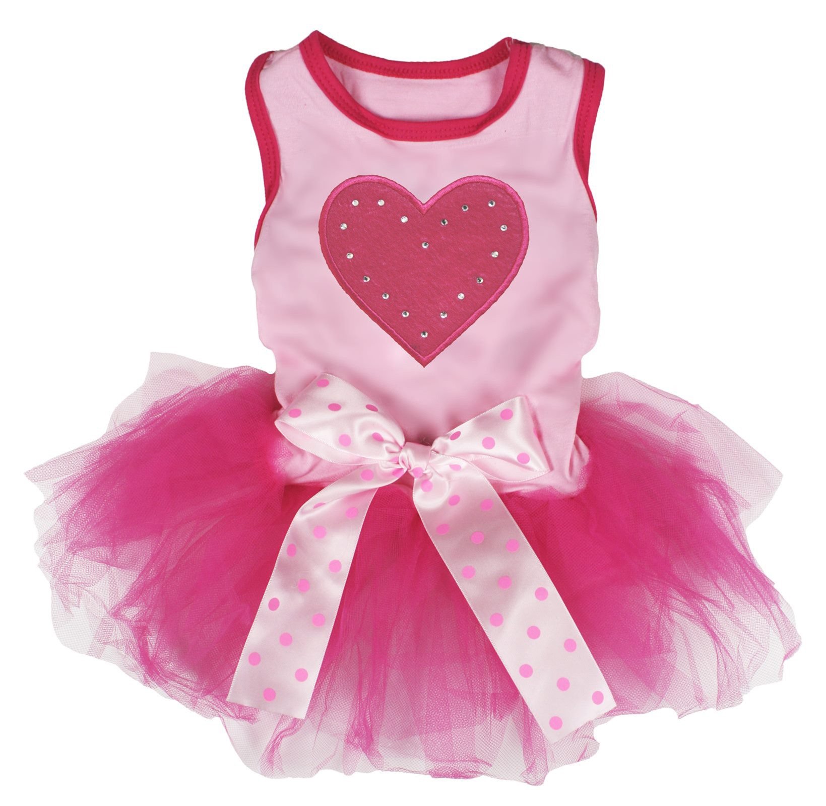 Petitebella Hot Pink Heart Pink Shirt Hot Pink Tutu Puppy Dog Dress (Medium)