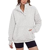 Gacaky Sweatshirts for Women Oversized Fleece Henley Neck Pullover Tops Fashion Clothes with Pockets Thumb Holes