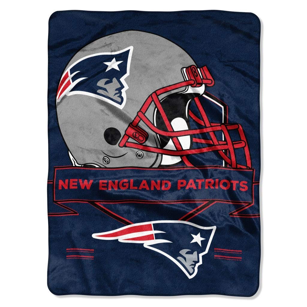The Northwest Company NFL New England Patriots Prestige Plush Raschel Blanket 60 x 80 Blue