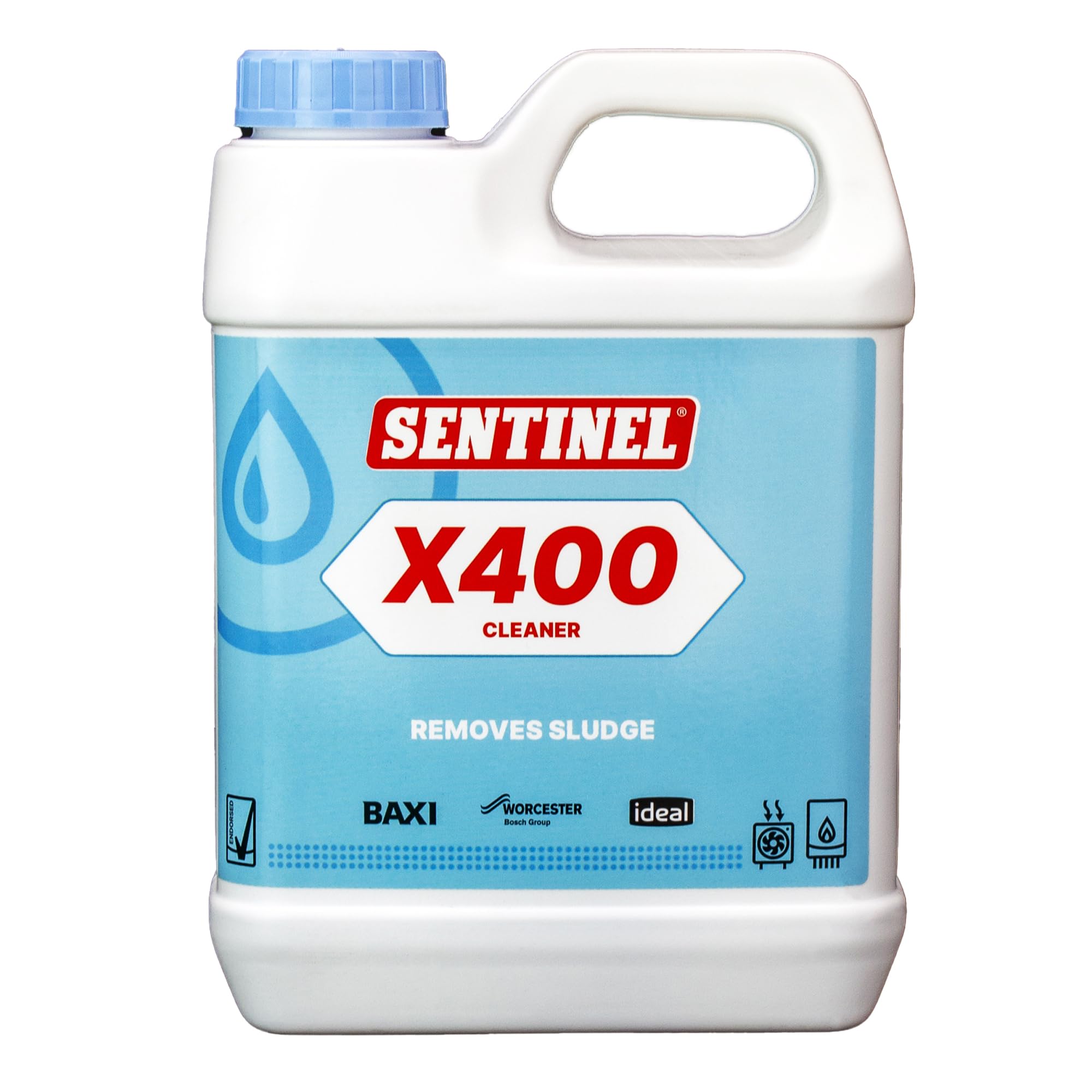 Kudos Trading - Sentinel X400 Sludge Remover Cleaner Boost Heating System Efficiency, Prevent Rust & Corrosion Easy to Use Formula for Cleaner Pipes & Radiators 1 Liter Bottle.