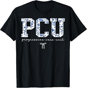 Retro Floral PCU Progressive Care Unit Nurse Nursing Women T-Shirt