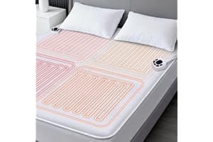 REAKS King Size Electric Heated Mattress Pad - Multi Zone Bed Warmer with Memory & Preheat Functions, 10 Heat Settings Dual Control for 1-12 Hours Auto Off, Lighted Button