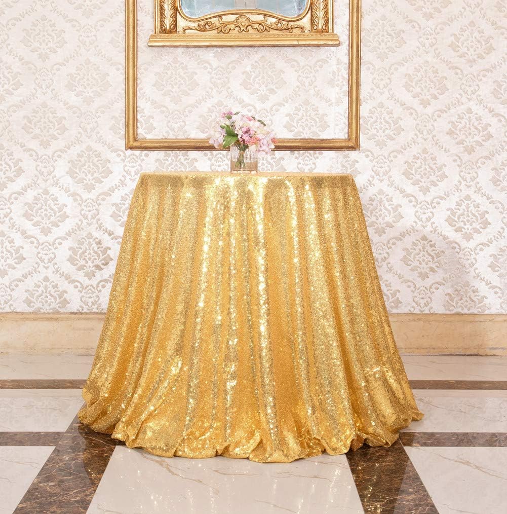 Best 120 in round gold sequin table cloth