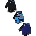3 Pairs Kids Bike Gloves Kids Half Finger Fingerless Workout Gloves Non-Slip Gel for Bike Motorcycle