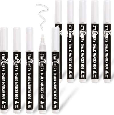 ISLAND Chalk Pens White 3mm Bullet 10pcs Chalk Markers