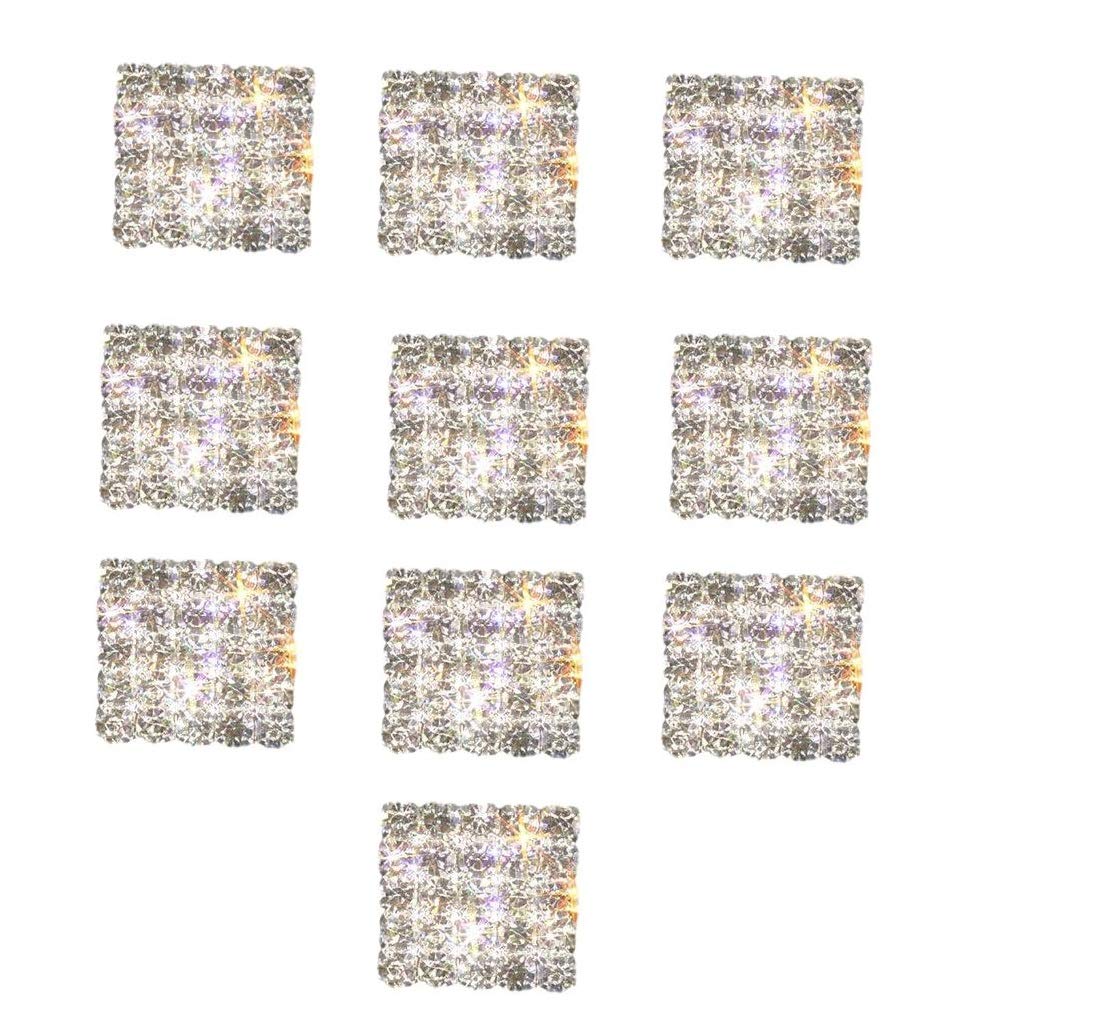 Syntego 10 x Square Diamante Embellishments Flat Back Crystals Sparkly Grade A Rhinestones Wedding Invitations, Cards, Crafts (EM7)
