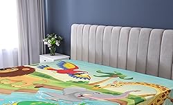 Ambesonne Cartoon Fitted Sheet, Savannah Animals