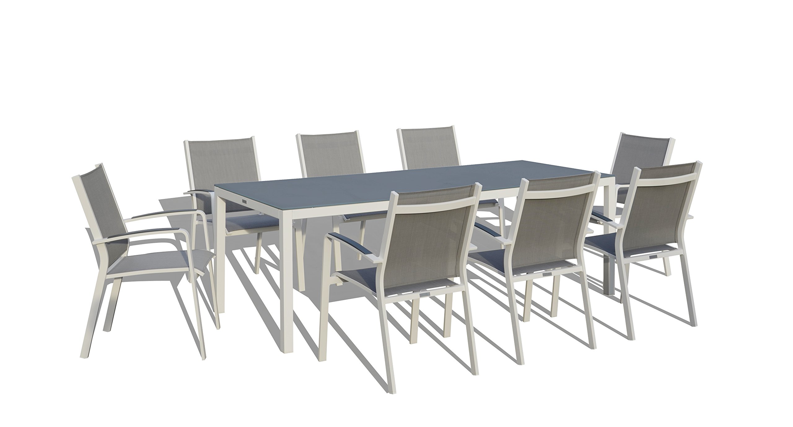 9 Piece Modern Outdoor Patio Dining Set White