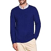 Kallspin Mens Crew Neck Sweater Wool Blend Cable Knit Pullover Top Long Sleeve Knitwear Casual Business Fall Winter Knitwear