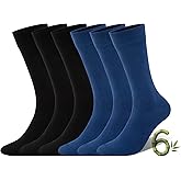 COOVAN Mens Dress Socks Bamboo Rayon Crew Business 6 Pairs Soft Thin Lightweight Socks for Men
