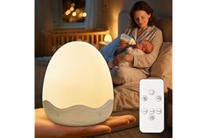 COOLNIGHT Egg Light for Nursery,10 Brightness+10 Colors Egg Night Light for Baby Nursery Lamp,Touch+Remote+3600mAh Rechargeable Baby Night Light,Warm Light for Breastfeeding 0.5/1h Timer&Portable,Newborn Gifts