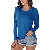 EKLENTSON Women's Long Sleeve T Shirts V-Neck UPF 50+ UV Sun Shirt Quick Dry Performance Tees Workout Athletic Tops