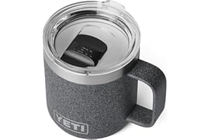 YETI Rambler 10 oz Ceramic Lined Stackable Mug, Vacuum Insulated, Stainless Steel with MagSlider Lid, Black Stone