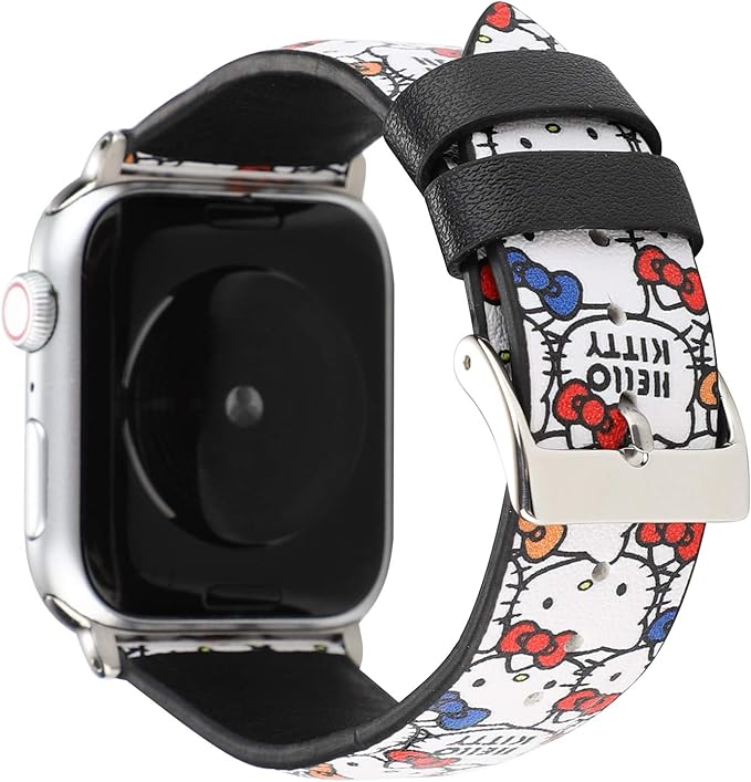 Correa de repuesto de piel con diseño de dibujos animados compatible con Apple Watch Series 4, 3, 2 y 1