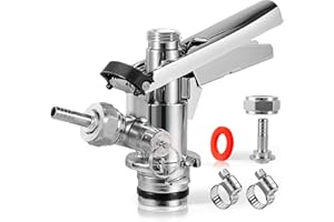 WELLBOM Keg Coupler for Sankey U System, 304 Stainless Steel Probe U-Type Keg Coupler Beer Keg Tap Dispenser, Kegerator Homebrew Parts for I.D 5/16'' Beer Gas Line with Hose Clamps