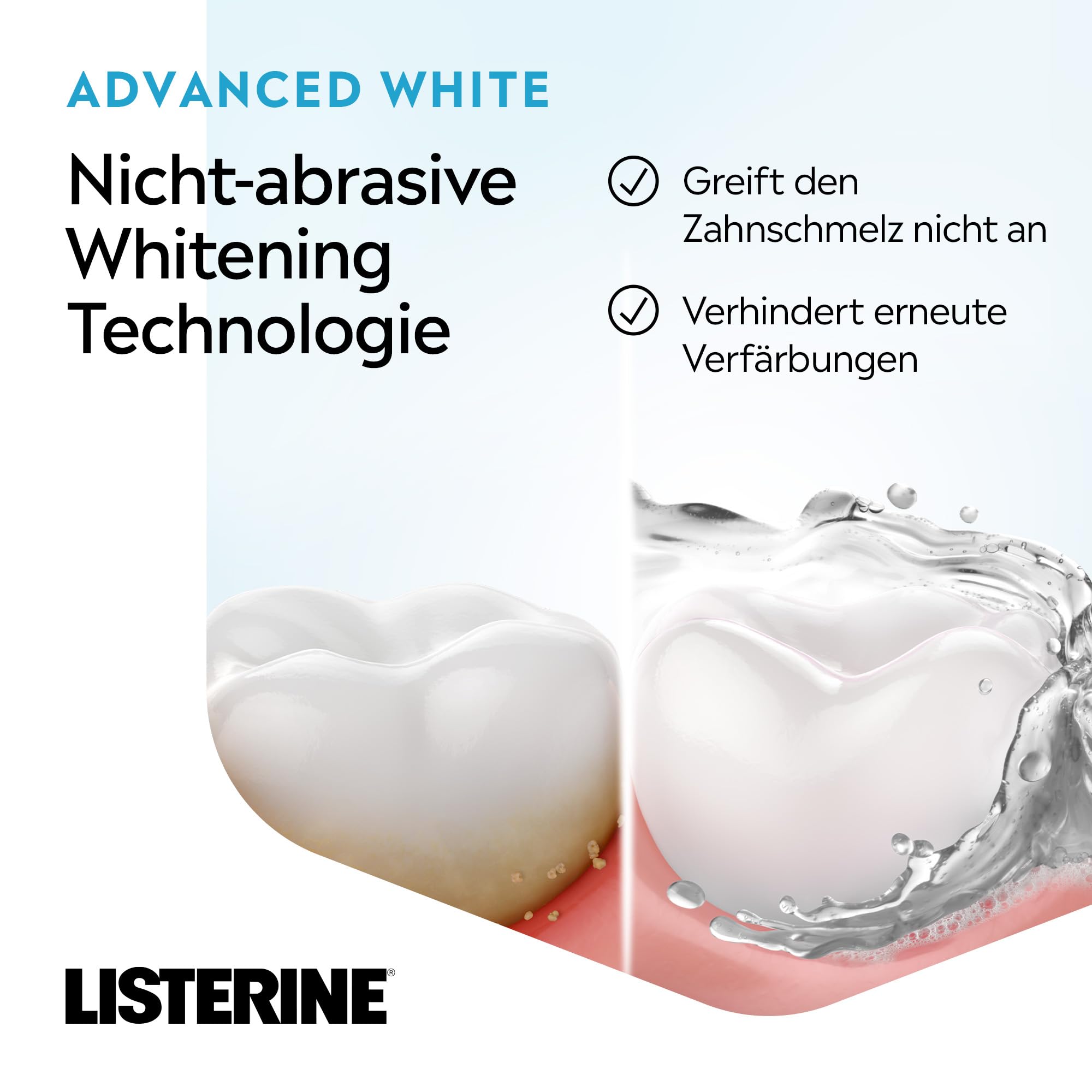Listerine Advanced White Milder Geschmack 6x500 ml, Mundspülung zur Entfernung hartnäckiger 4